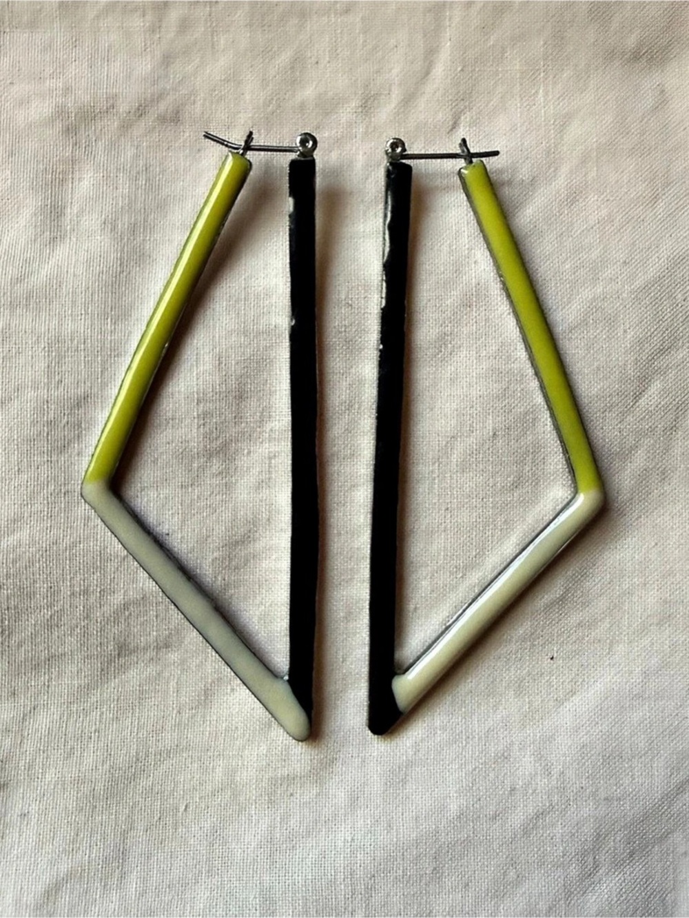 Geometric Yellow & Black Earrings